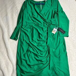 B Darlin Emerald Green Faux-Wrap Ruffle Dress